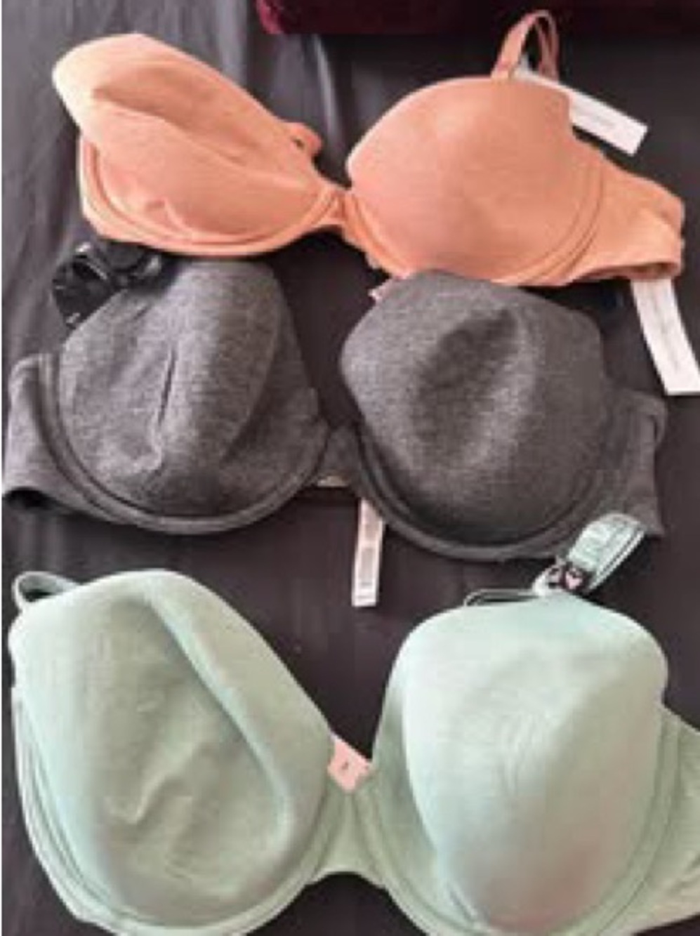 Victoria's Secret 3-Pack Padded Bras in Peach, Gray, Mint